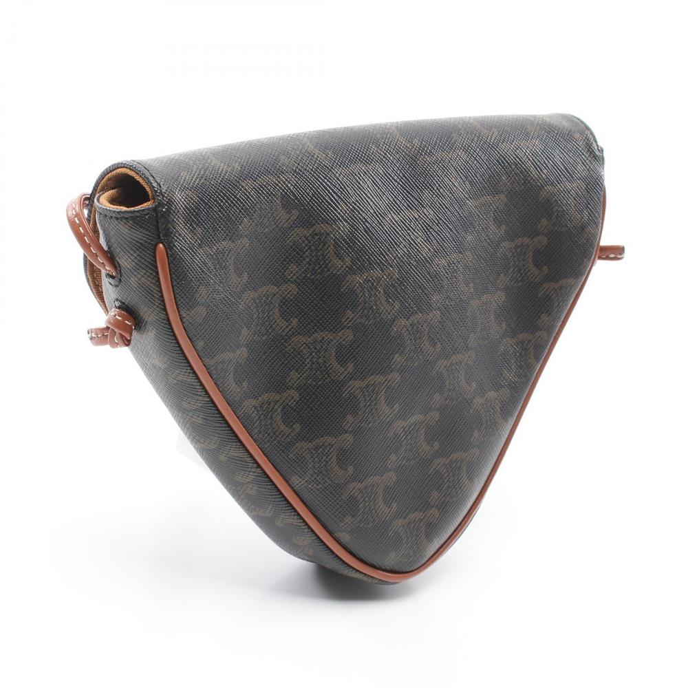 Celine Triomphe Triangle Canvas Shoulder Bag Blac… - image 2